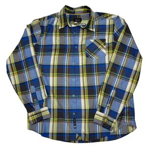 Marmot Mens Shirt Size Large Plaid Button Down Long Sleeve Blue Green Polyester